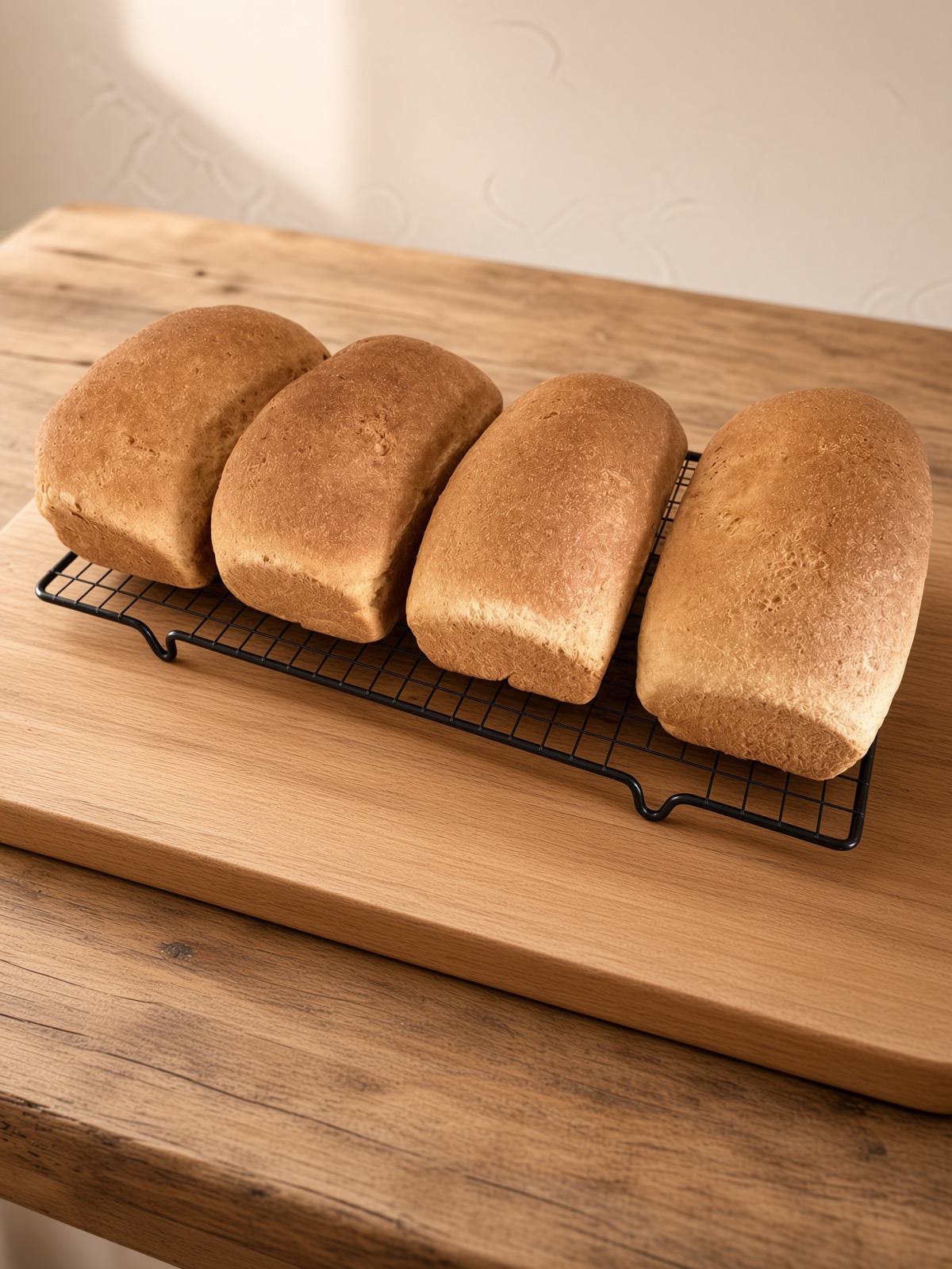 Fresh-milled sandwich bread loaves
